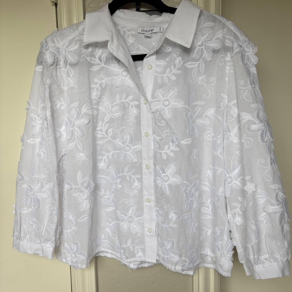 Chico’s Floral Blouse Sz 2